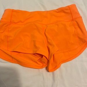 Lululemon Run Speed up Orange Shorts 2” Size 2 Worn Once